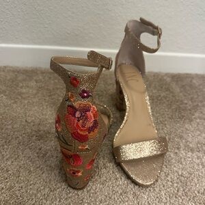 INC International Concepts Gold Floral Heels